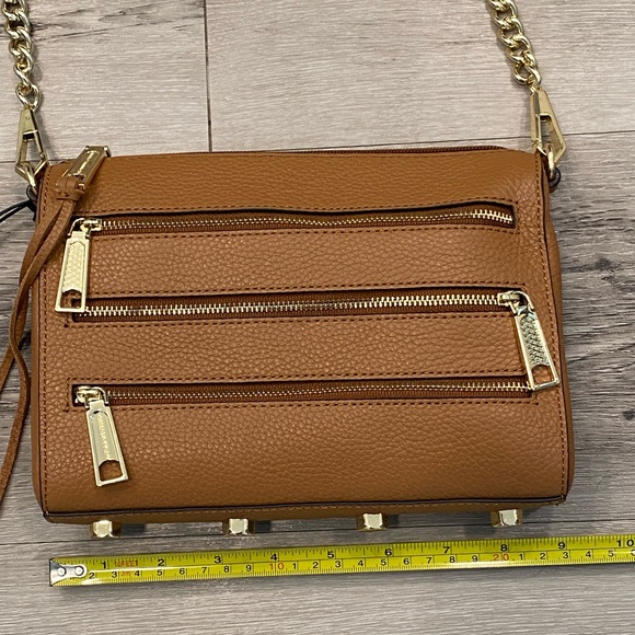 REBECCA MINKOFF 5-Zip Mini Crossbody Leather Bag Color:Almond NWT - Picture 5 of 9